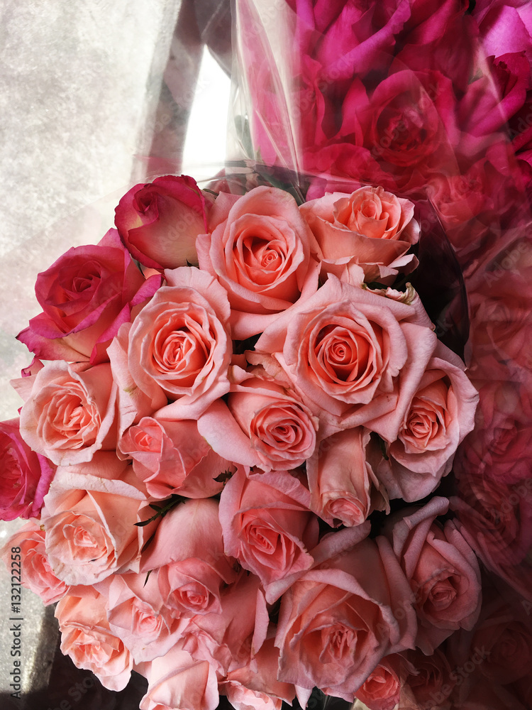 A bouquet of pink rose with rose pink color flowers,Vintage A bouquet of pink rose with rose pink color flowers,Vintage