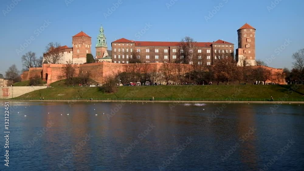 Famous landmark Wawel castle seen from Vistula, Krakow, Poland. Famous landmark Wawel castle seen from Vistula, Krakow, Poland.