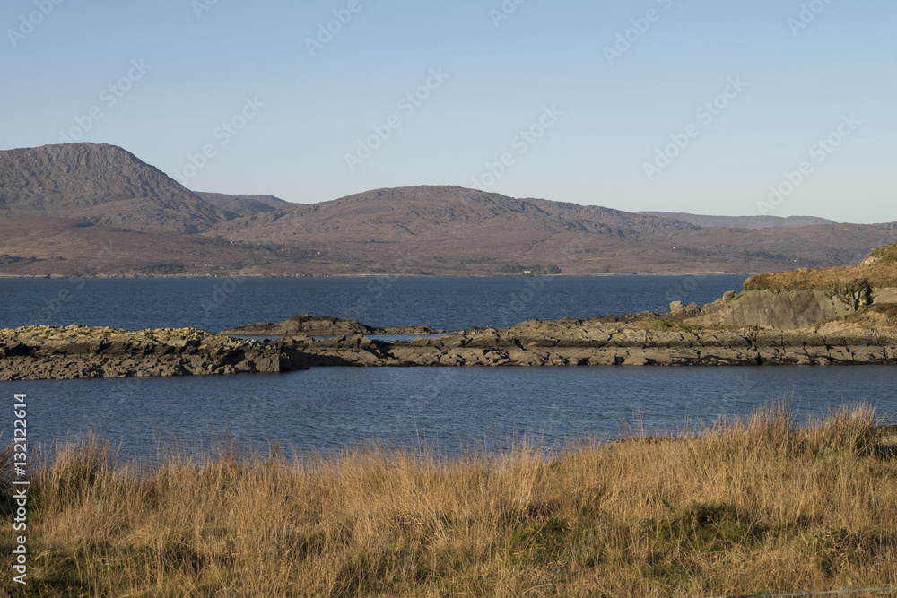 Sheeps Head Peninsula County Cork Ireland looking north to the Caha Mountains across Bantry Bay