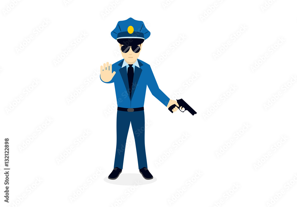 Cartoon character cop with a gun. Vector illustration of a policeman. Police officer on a white background Stock Vector | Adobe Stock Cartoon character cop with a gun. Vector illustration of a policeman. Police officer on a white background Stock Vector | Adobe Stock