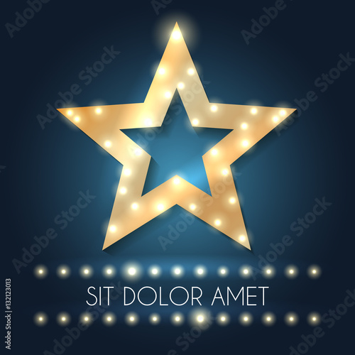Retro hollywood star frame with message and lights vector illustration