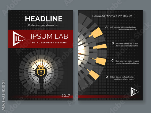 Security system business brochure. Cyber secure vector posters with padlock