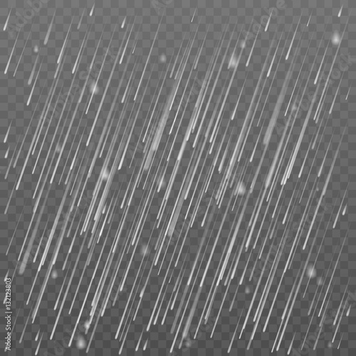 Rain transparent vector background. Falling water drops texture