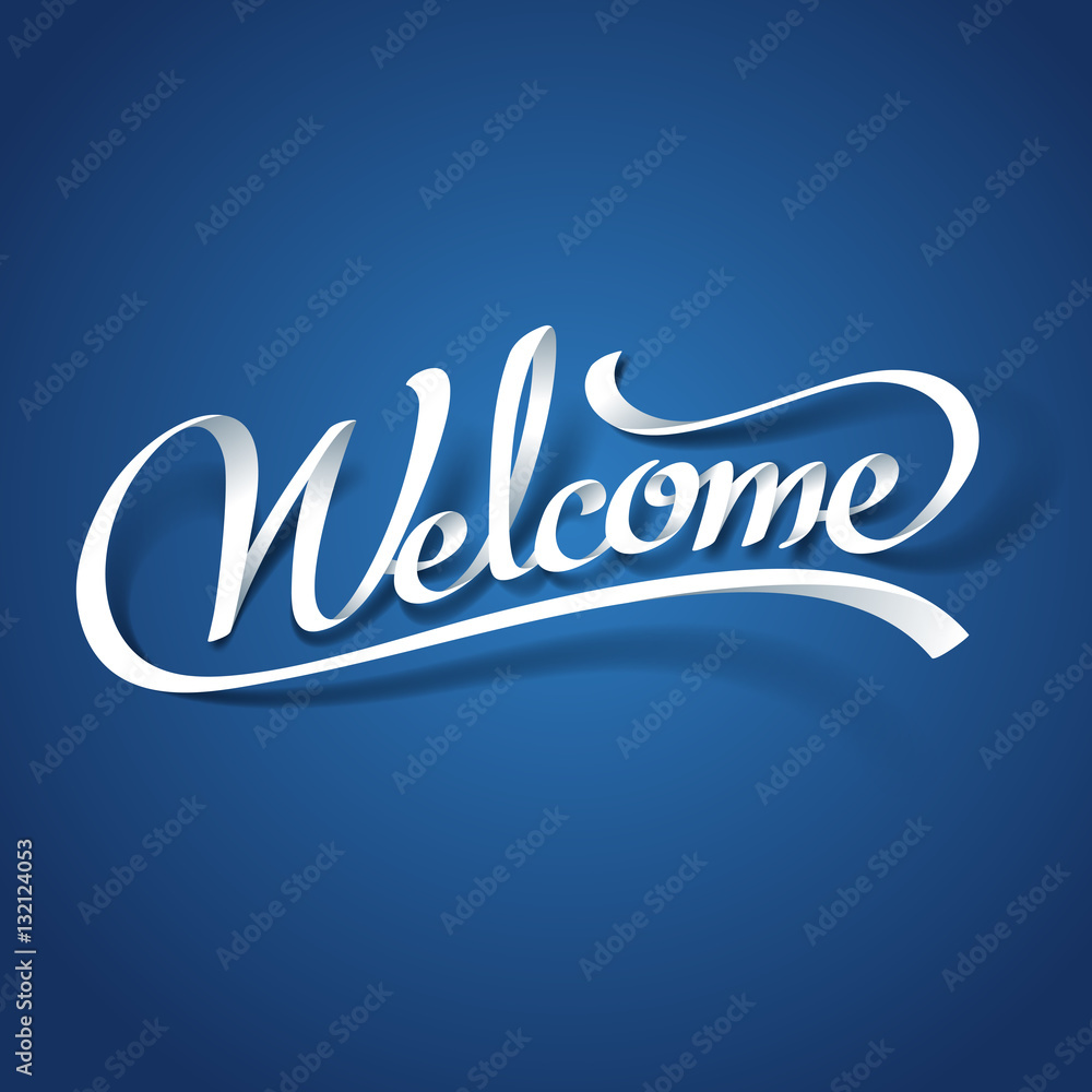 Paper art of Welcome calligraphy hand lettering Stock Vector | Adobe Stock