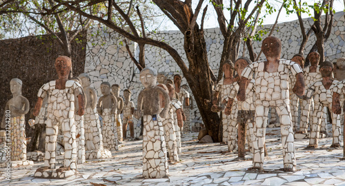 Sculptures from garbage and debris in the famous Rock Garden, the second most visited tourist attraction in India after Taj Mahal. Northwest of India, Chandigarh. photo