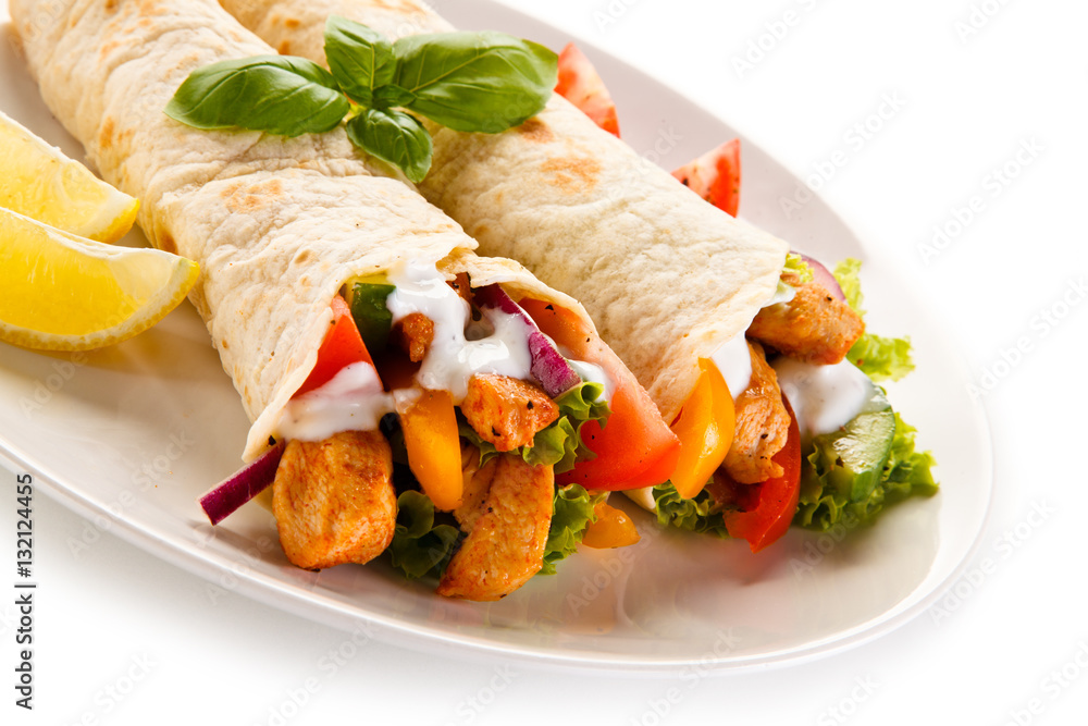 Kebabs - grilled meat and vegetables Kebabs - grilled meat and vegetables