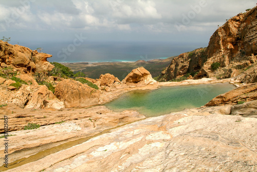 The mountain lake of Homhil on the island of Socotra