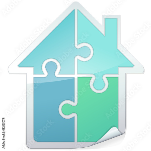 Sticker puzzle vitrail des bâtiments 