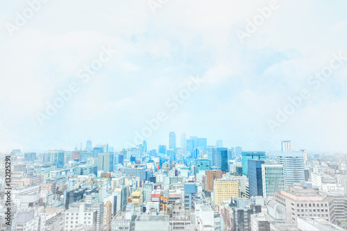 Photography Asia Business concept - panoramic modern cityscape building bird eye aerial view