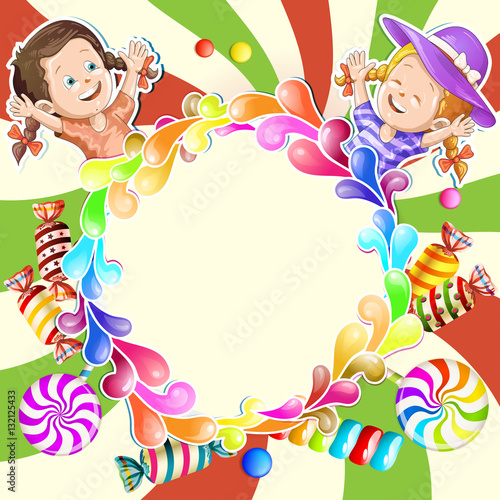 Background with kids and candies
