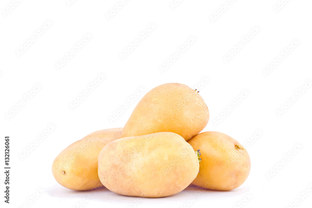  fresh organic potatoes tubers on white background healthy potato Vegetable food isolated
