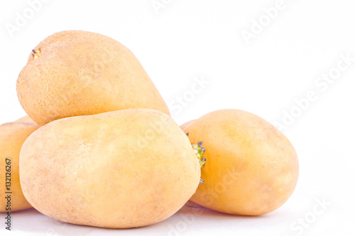  fresh  potatoes tubers on white background healthy potato Vegetable food isolated
