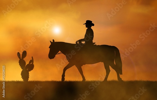 Cowboy auf Pferd Silhouette
