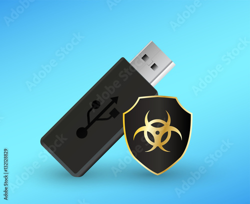 usb flashdrive with a protection shield antivirus computer