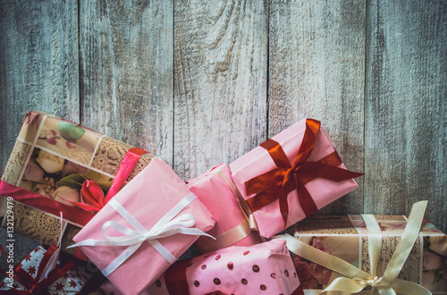 Gifts for the holiday in a beautiful package. Selective focus.   photo