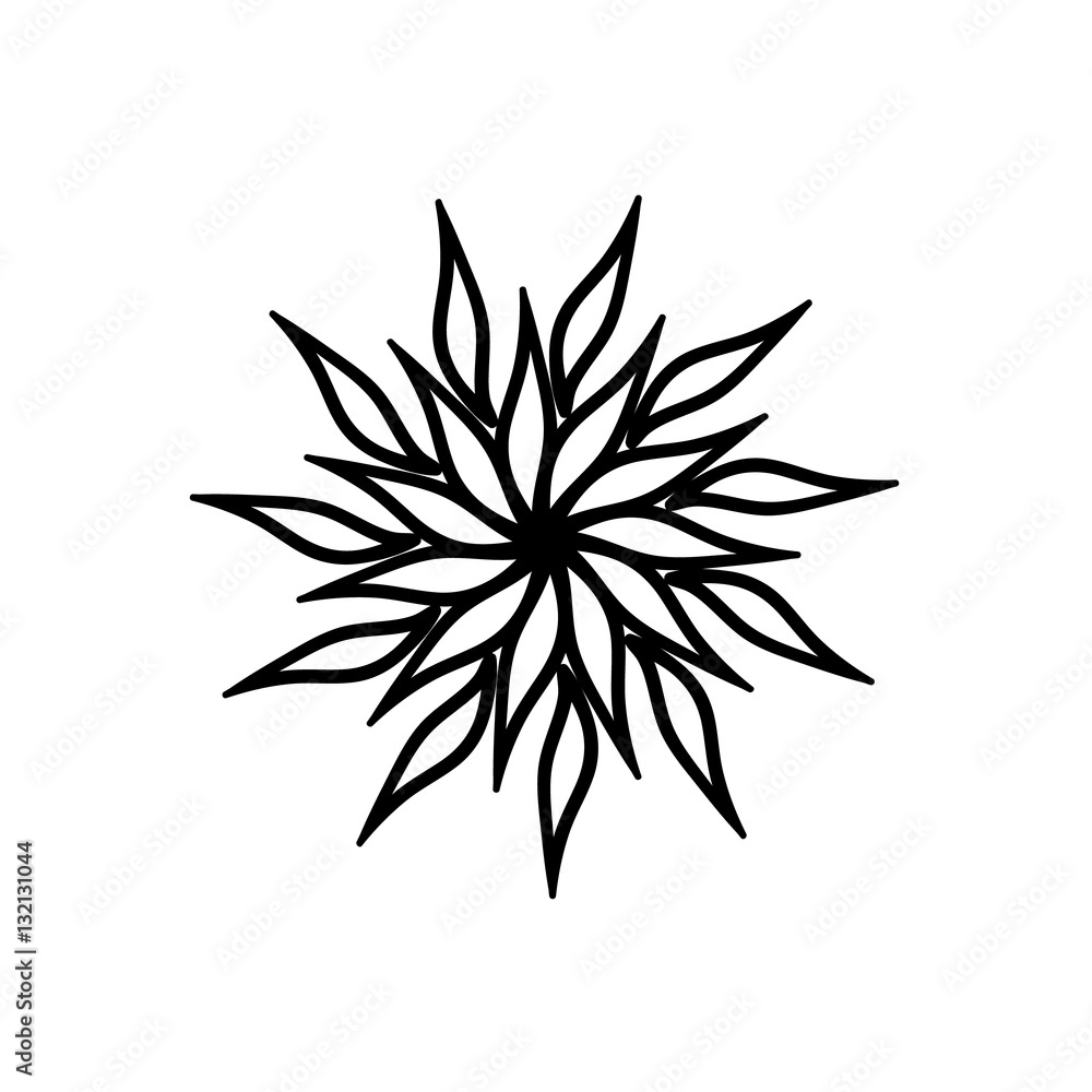 Naklejka premium Graphical black and white flower, sketch, isolated on a background.