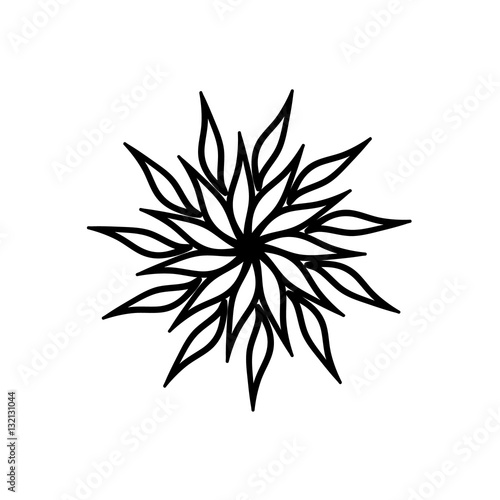Graphical black and white flower, sketch, isolated on a background.