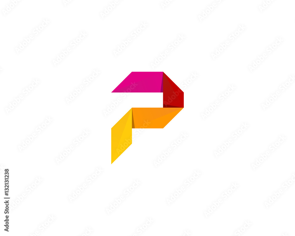 Letter P Ribbon Color Initial Logo Design Element Letter P Ribbon Color Initial Logo Design Element