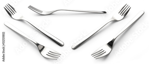 collection fork Stainless steel isolated over the white