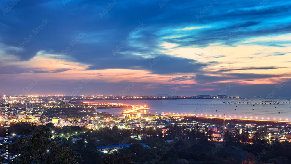Chonburi City.Pattaya city at night, Chonburi province, Thailand, Asia