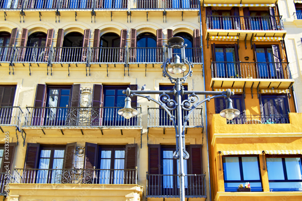 Facade of building in Pamplona, Spain