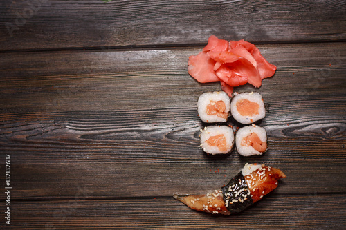 sushi, rice, seafood, ginger