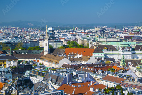 Aerial view of Vienna city center from Cathedral photo