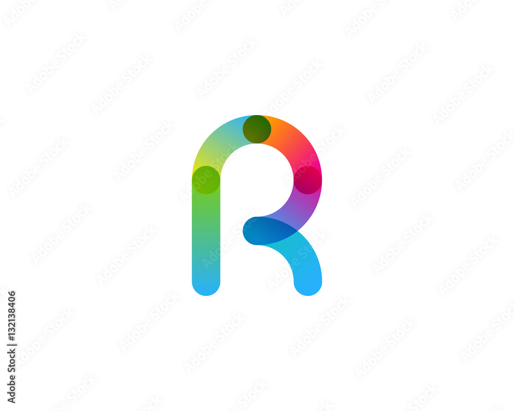 Letter R Gradient Line Logo Design Element Letter R Gradient Line Logo Design Element