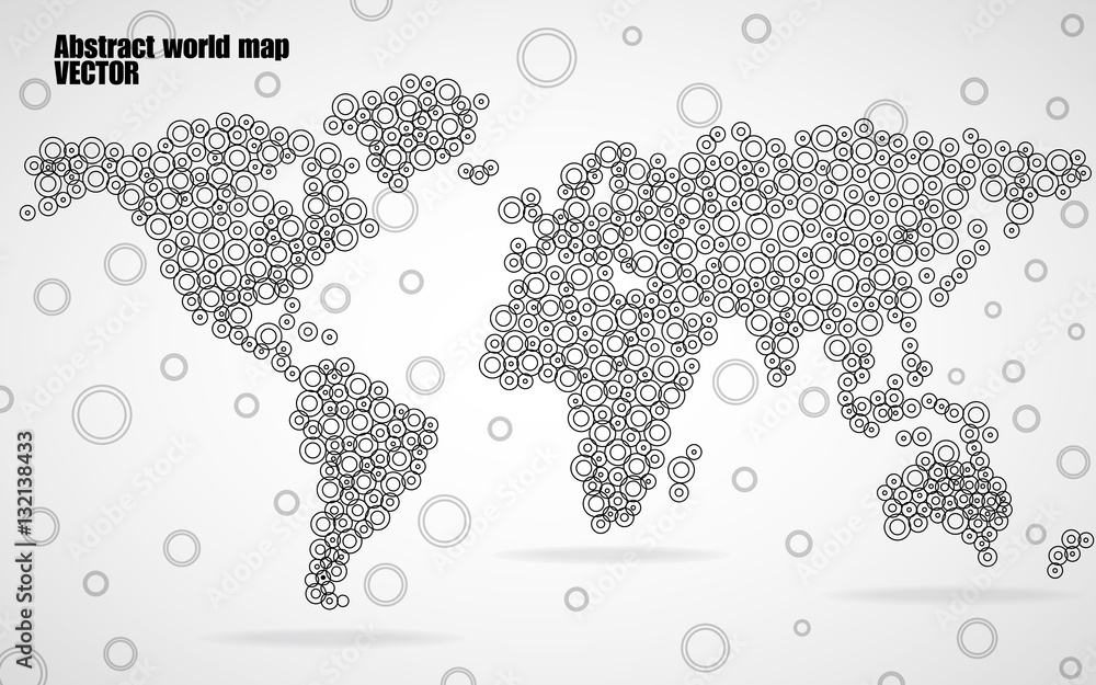 Abstract world map from circles. Vector illustration
