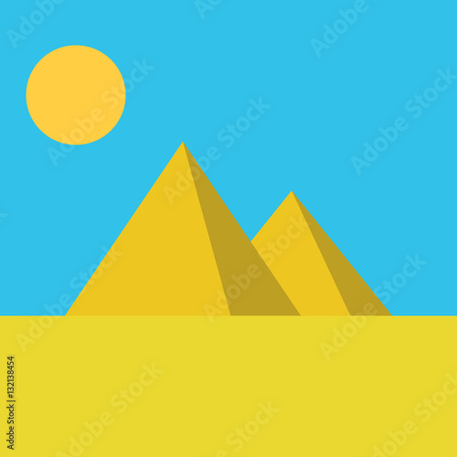 egypt pyramids old ancient building stone sand sky sun simple vector