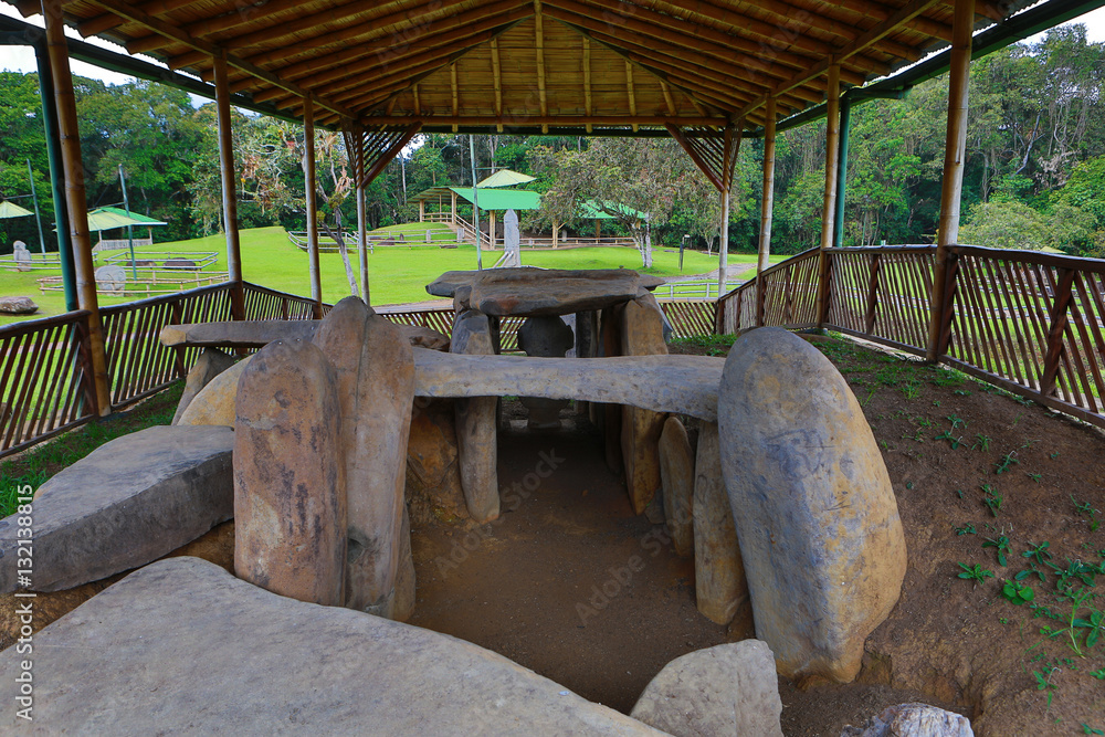 ancient pre-columbian tomb in San Agustin Colombia