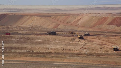 Generic footage of mine. Wide view of the activities of a mine in the middle of the Atacama Desert in Chile.