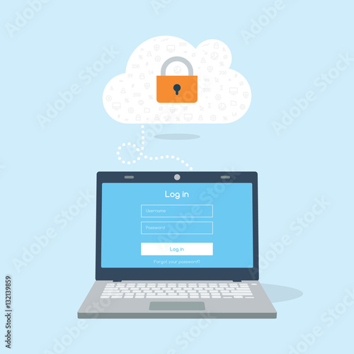 3D flat laptop device tries login to cloud.