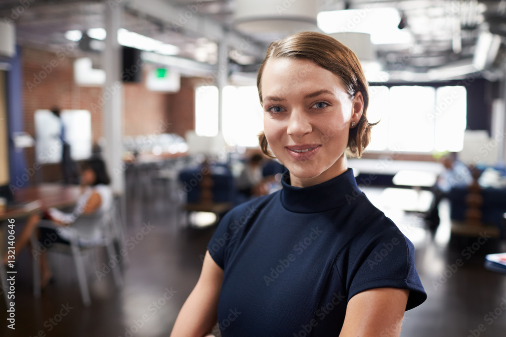 Portrait Of Businesswoman In Modern Open Plan Office Portrait Of Businesswoman In Modern Open Plan Office