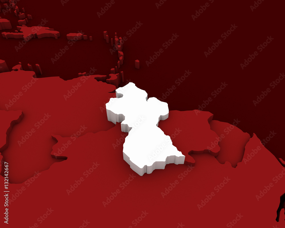 guyana map 3D illustration guyana map 3D illustration