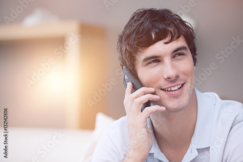 Smiling man on the phone