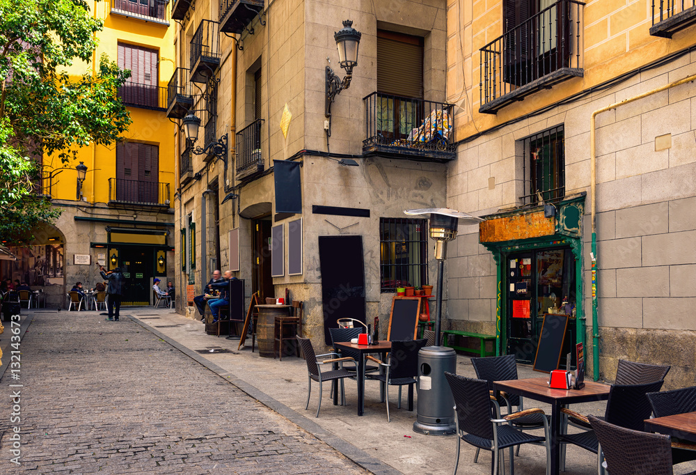 Naklejka premium Old street in Madrid. Spain