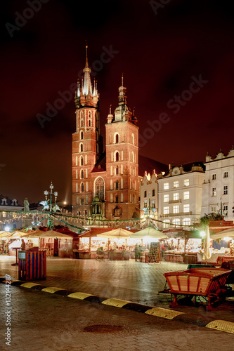 Fair in KRAKOW. Main Market Square and St. Mary's Basilica