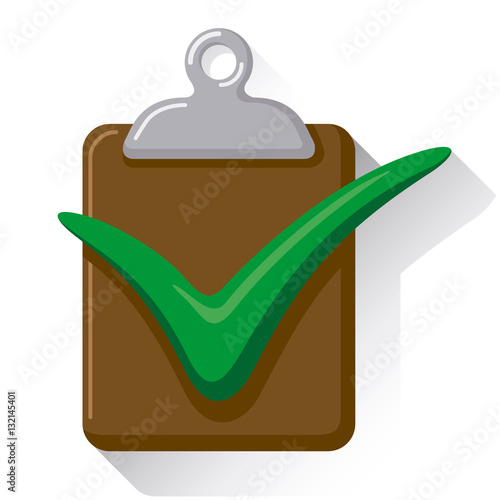 Illustration representing icon clipboard with right symbol, correct, Ok, yes, colorful ticar. Ideal for informational and institutional material photo