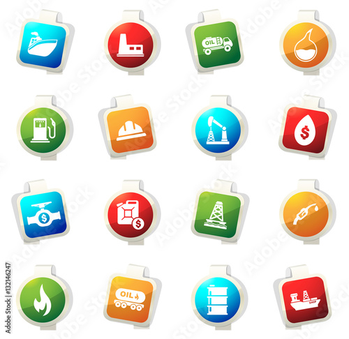 Extraction of oil icons set