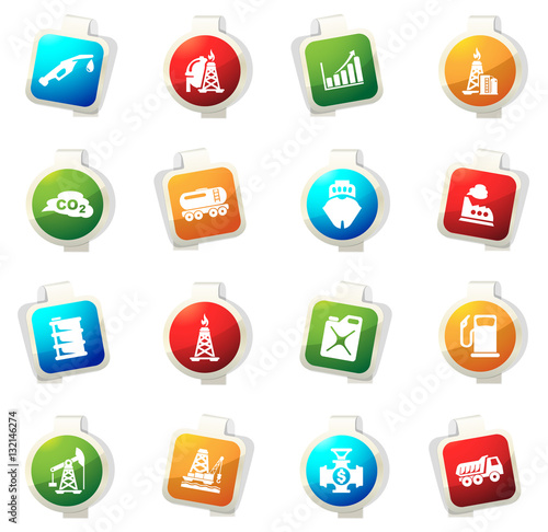 Extraction of oil icons set