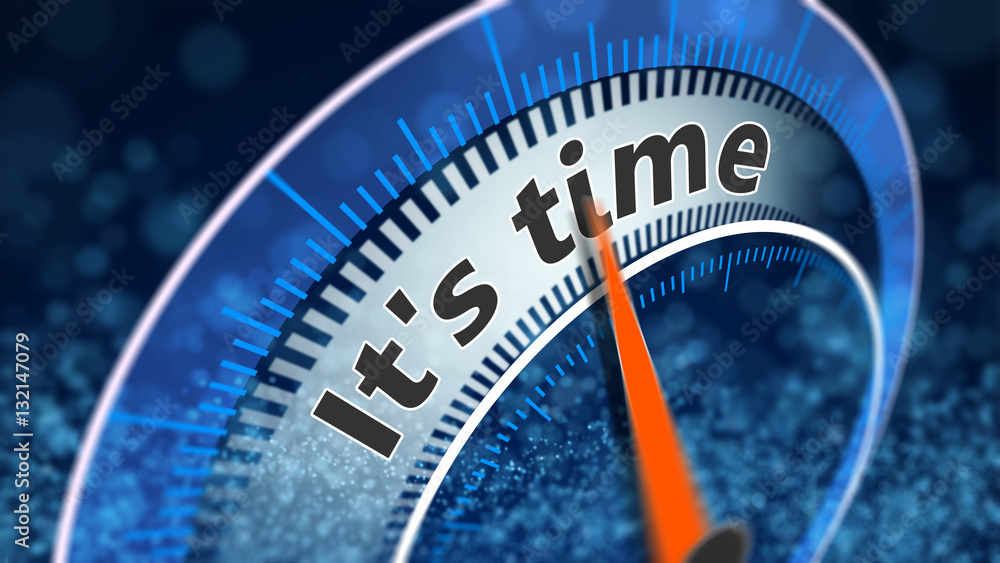 It's time indicator shows, 3D illustration blue background with ...
