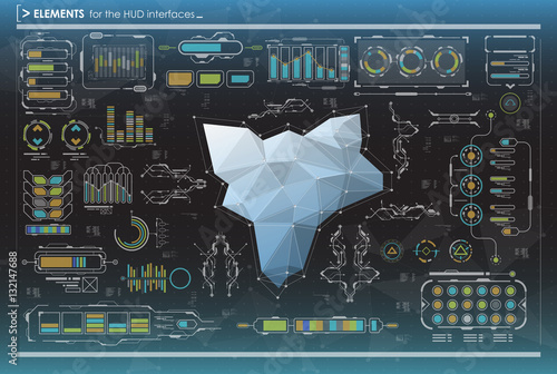 HUD UI for business app. Futuristic user interface. Abstract virtual graphic