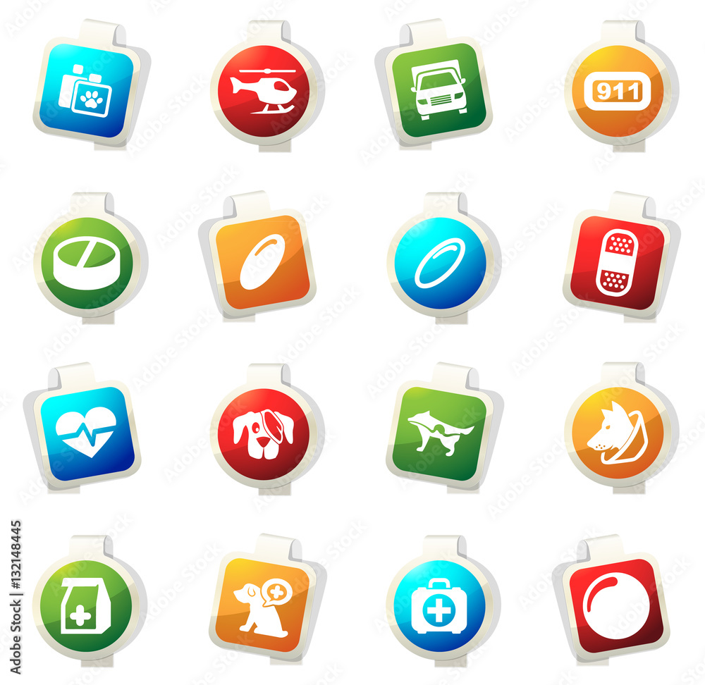 Veterinary clinic icons set Veterinary clinic icons set