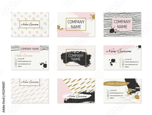Set of Business Cards with hand drawn elements