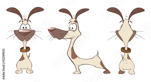 Illustration of a Cute Hunting Dog. Cartoon Character