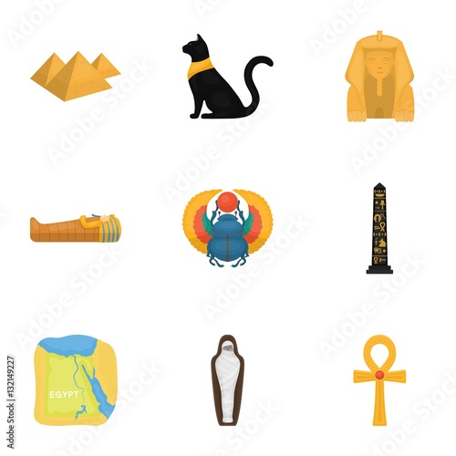 Ancient Egypt set icons in cartoon style. Big collection of ancient Egypt vector symbol stock illustration