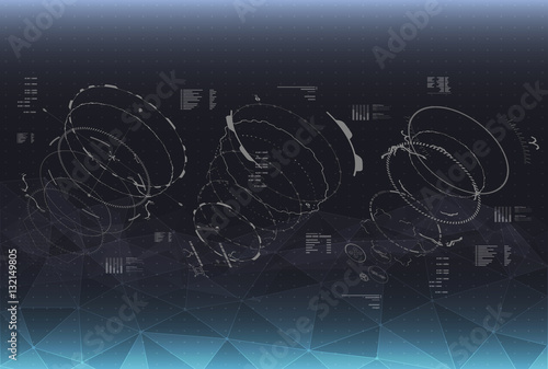 Head-up display elements for the Spaceship interface. Futuristic user interface. HUD elements for web and app interfaces.