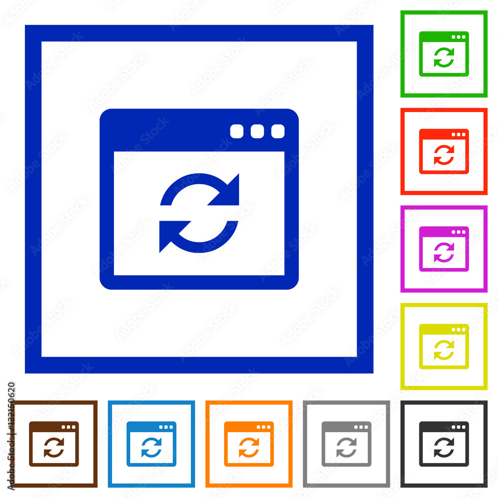 Application syncronize flat framed icons Application syncronize flat framed icons