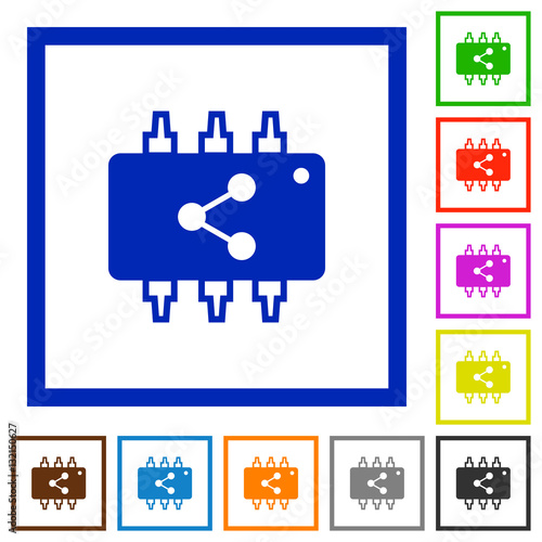 Connect hardware flat framed icons
